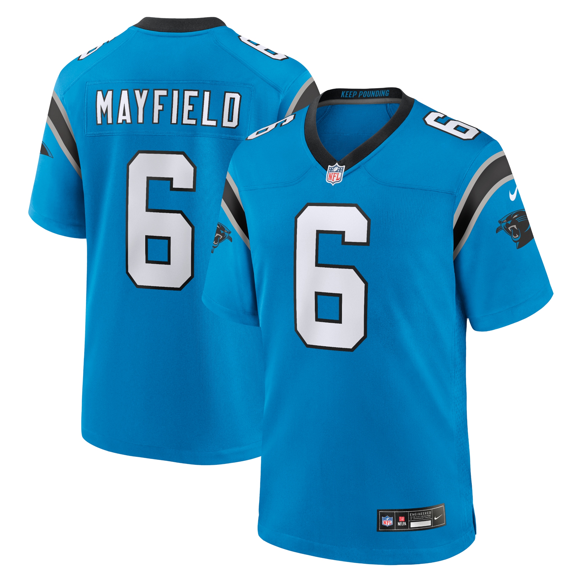 Men’s Carolina Panthers Baker Mayfield Blue Alternate Player Game Jersey