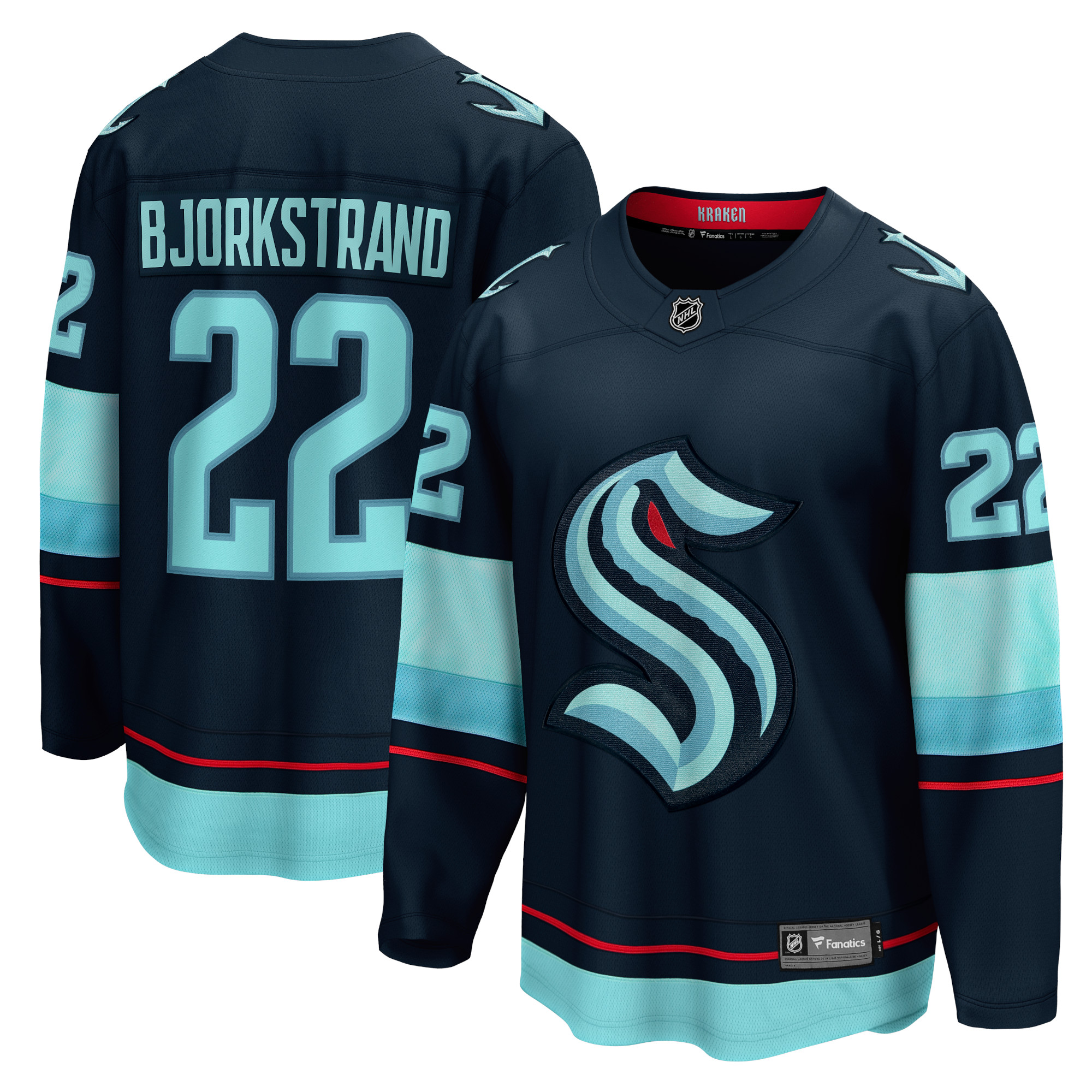 Oliver Bjorkstrand Seattle Kraken Branded Home Breakaway Player Jersey – Deep Sea Blue