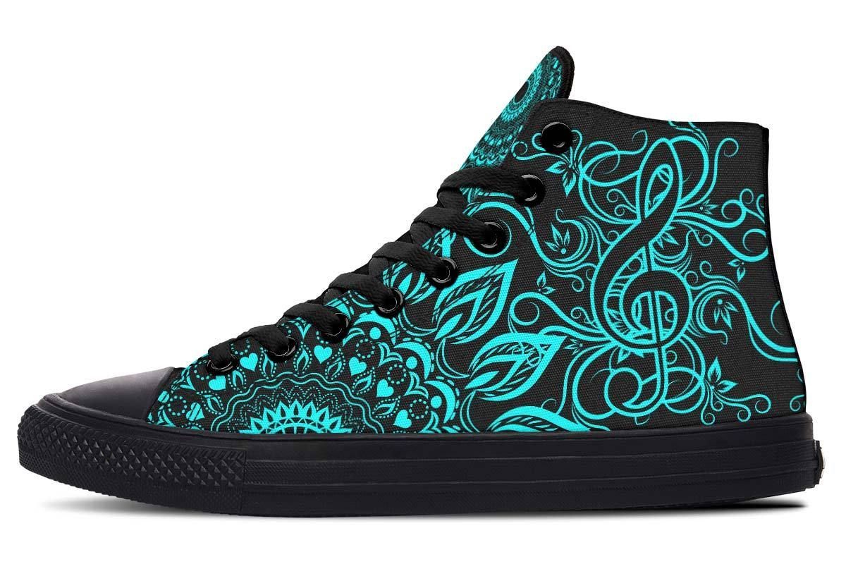 Aqua Treble Key High Top Vans Shoes