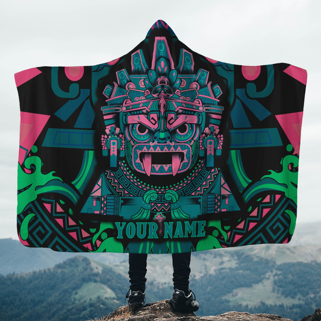 Aztec Tlaloc God Aztec Mexican Mural Art Customized 3D All Over Printed Hooded Blanket – Am Style Design