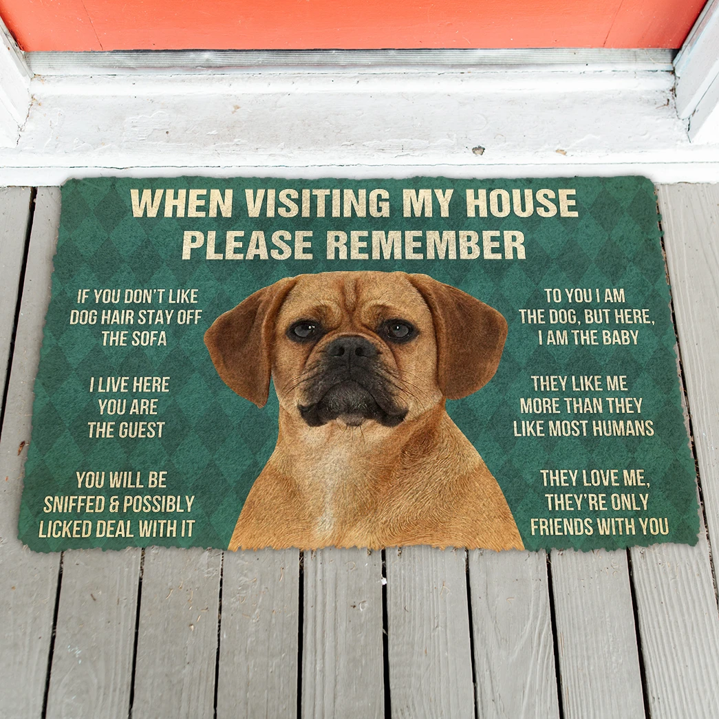 3D Please Remember Puggle Dogs House Rules Doormat