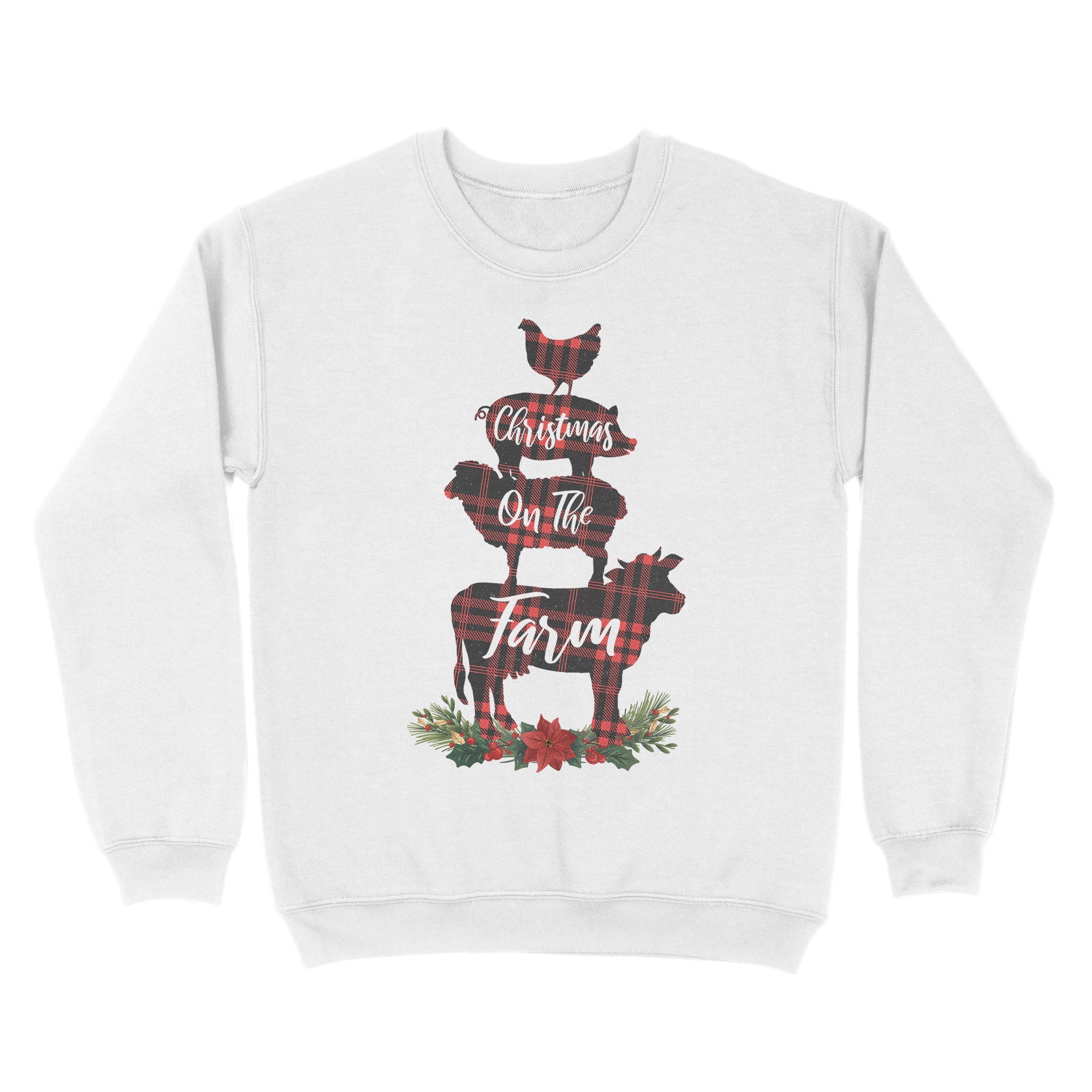 Christmas On The Farm Red Plaid Sweatshirt Ffs – Iphw1914