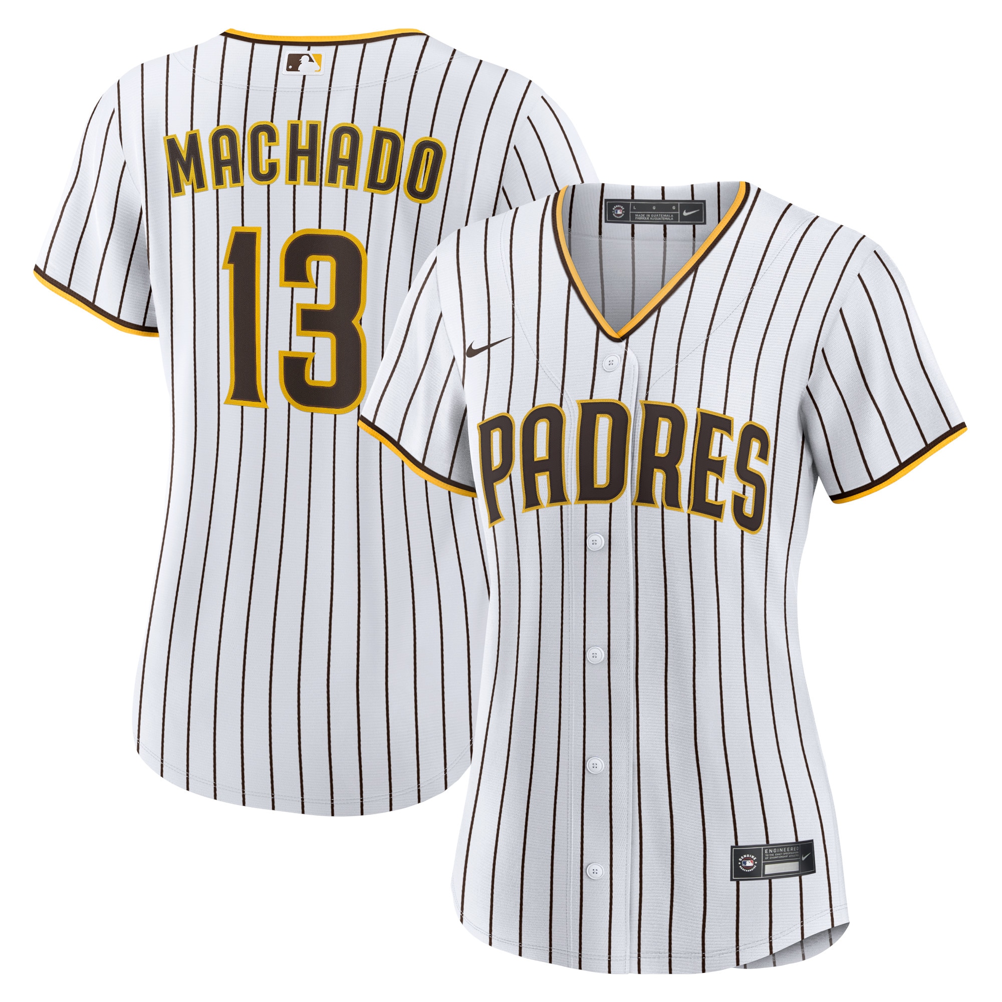 Manny Machado San Diego Padres Women's Home Replica Player Jersey – White/Brown