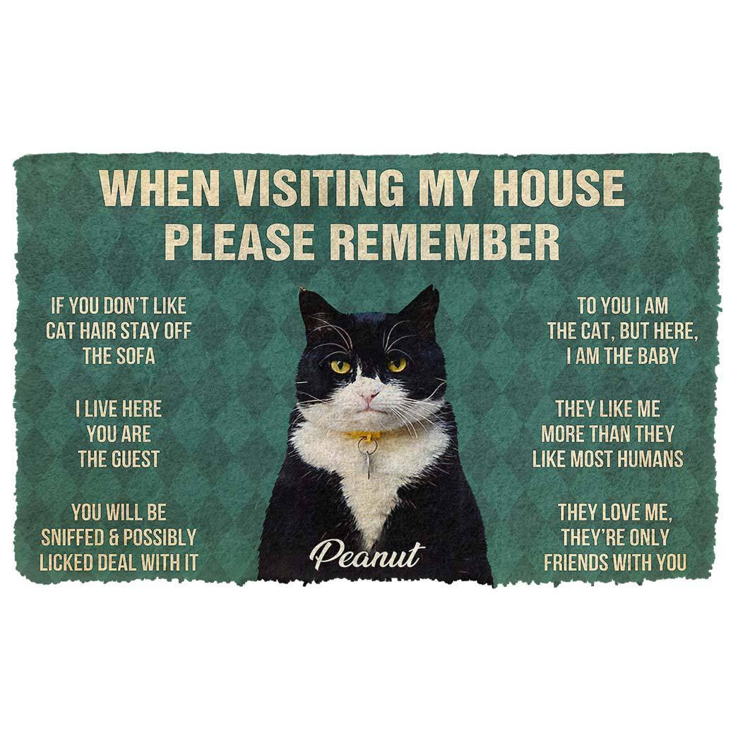 Gearhumans 3D Please Remember Cats House Rules Custom Name Custom Photo Doormat