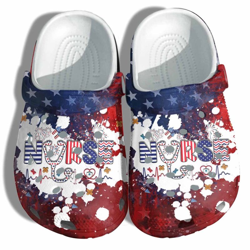 Cute Nurse Life America Flag Shoes Gift Women – Hospital Party Doctor 4Th Of July New Year Shoes Birthday Day Gift