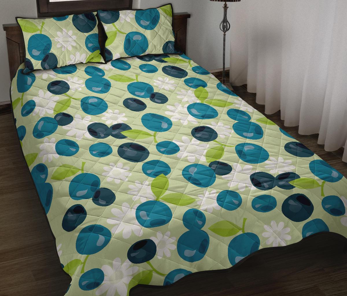 blueberry flower pattern Quilt Bed Set