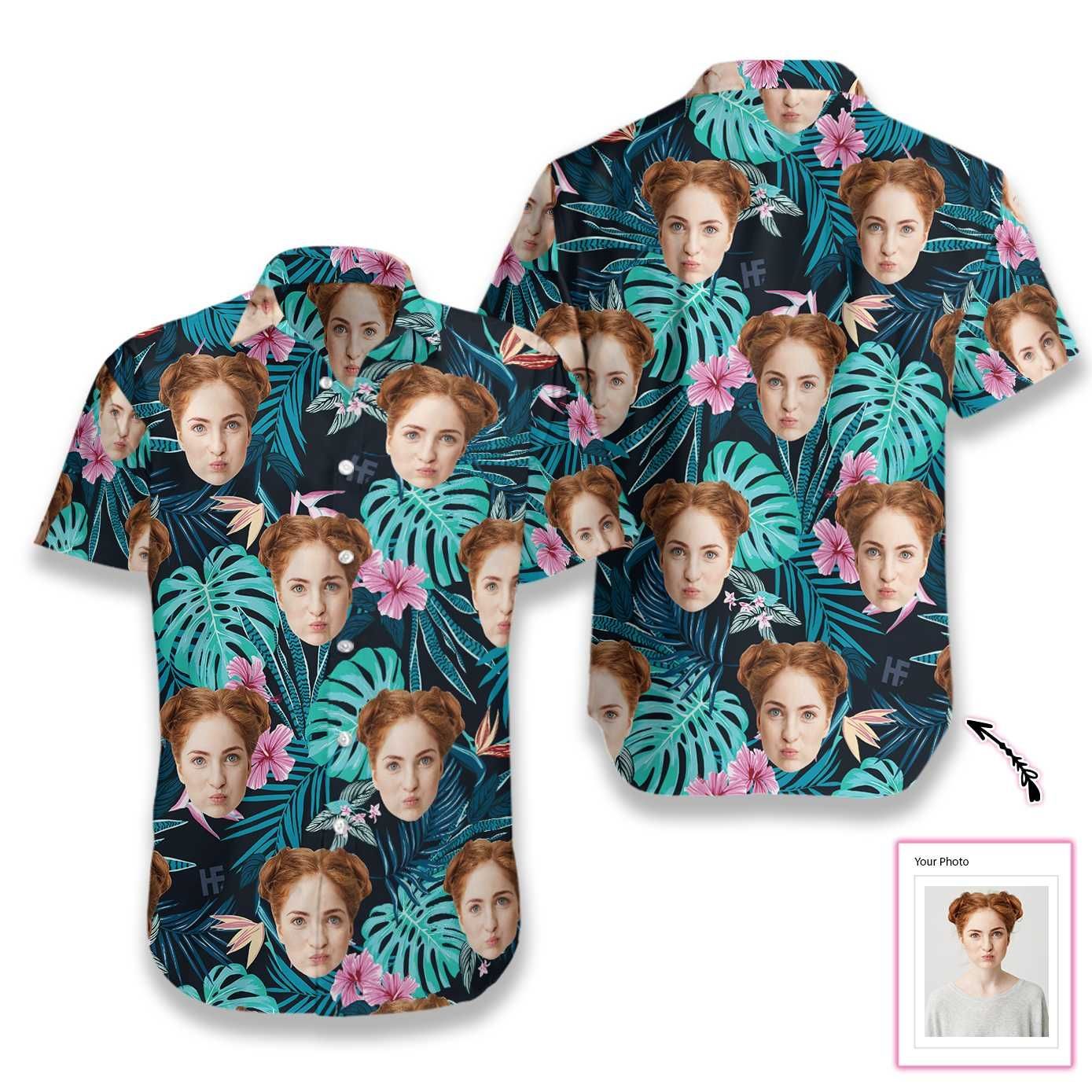 Beach Shirt Felacia [Hawaii Shirt] Funny Custom Face -Zx14471