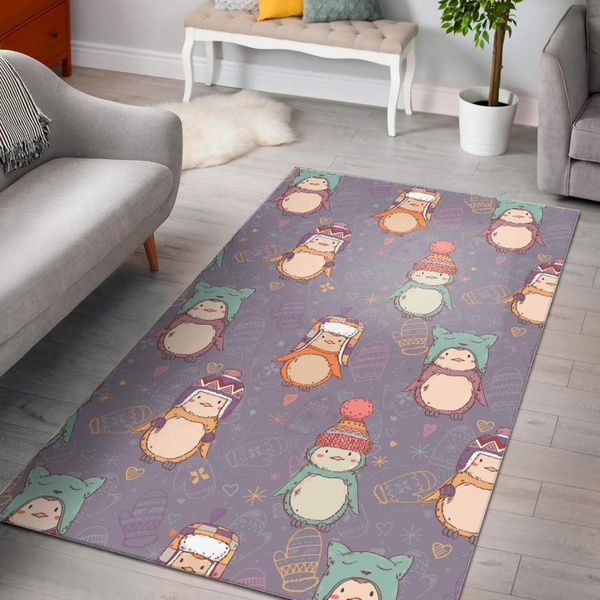 Penguin Pattern Print Area Rug