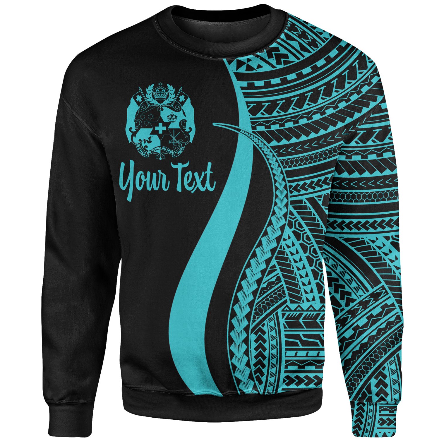 Tonga Custom Personalised Sweatshirt – Turquoise Polynesian Tentacle Tribal Pattern – BN11