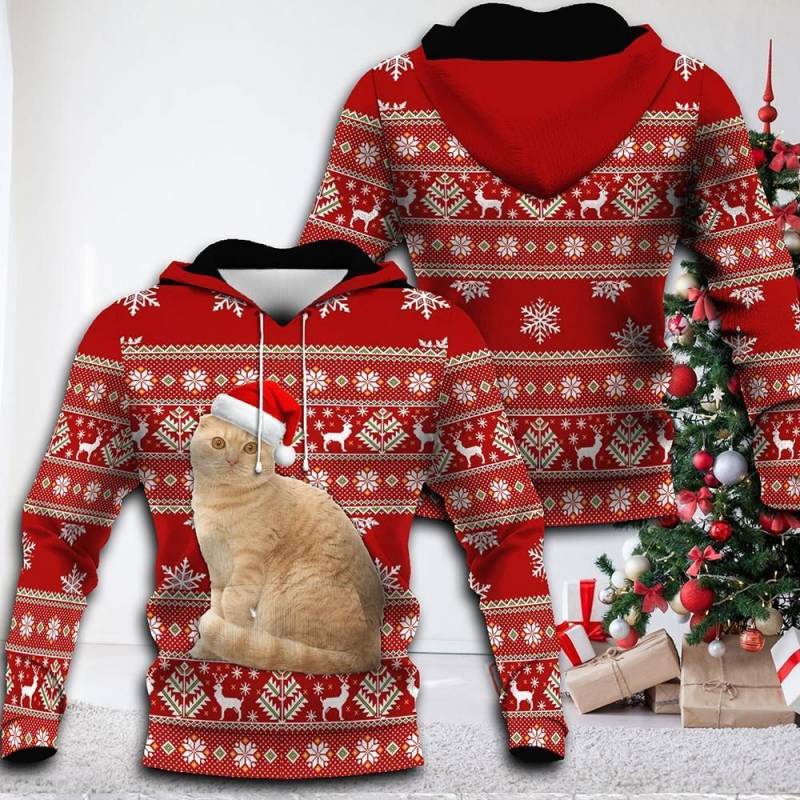 Cat Scottish Fold Hoodie Christmas