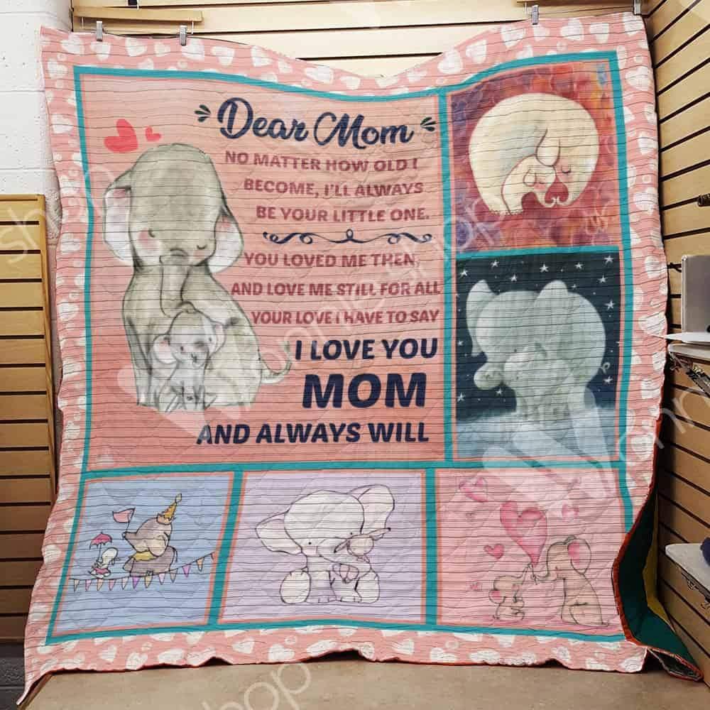 Elephant With Love  I Love You Mom  And Always Will  Quilt Blanket