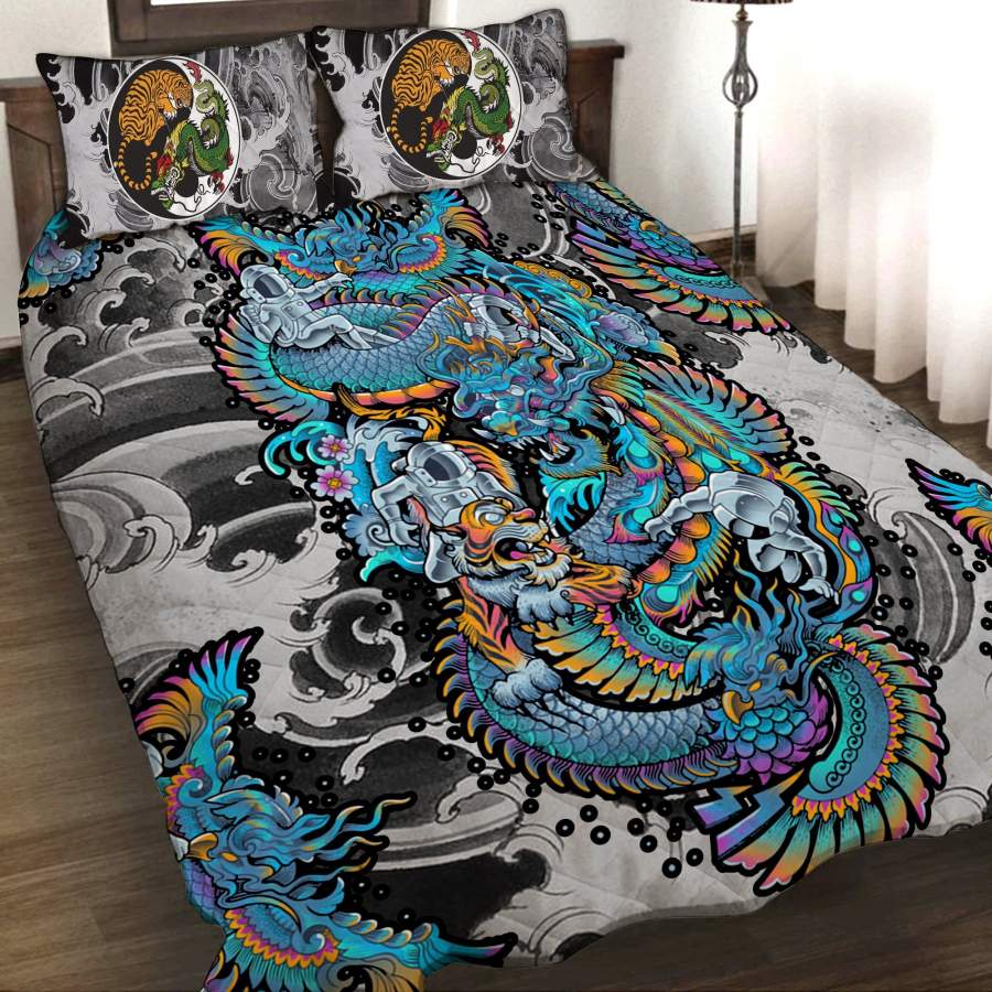 Bed quilt – The Space, Dragon And Tiger 3D Quilt Set