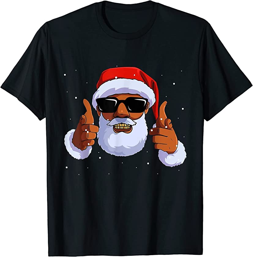 African American Black Hip Hop Santa Claus Christmas Holiday T-Shirt