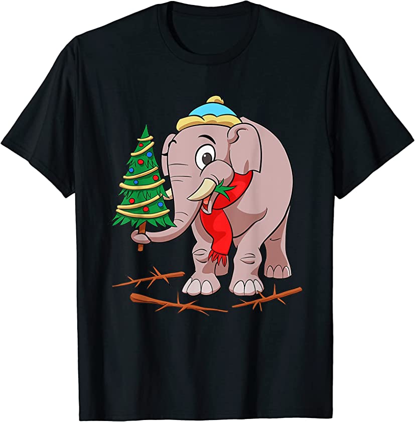 Awesome Elephant Animal Merry Christmas Tree Holiday Xmas T-Shirt