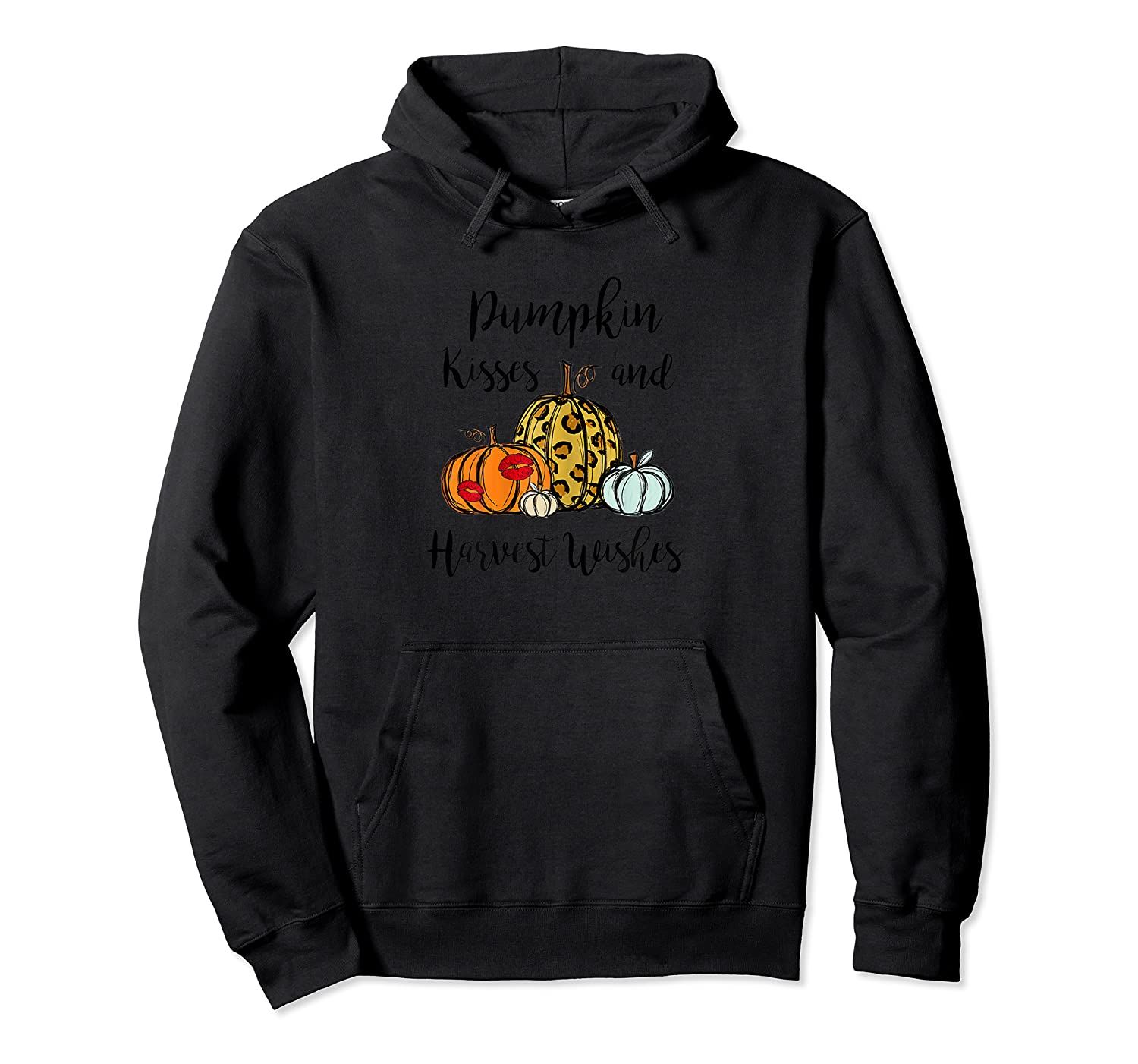 Womens Leopard Pumpkin Kisses Harvest Wishes Autumn Thanksgiving Pullover Hoodie, T-Shirt, Sweatshirt