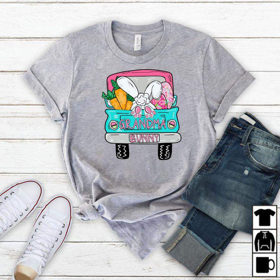 Namashops Personalized Grandma Bunny, Custom Names Shirt