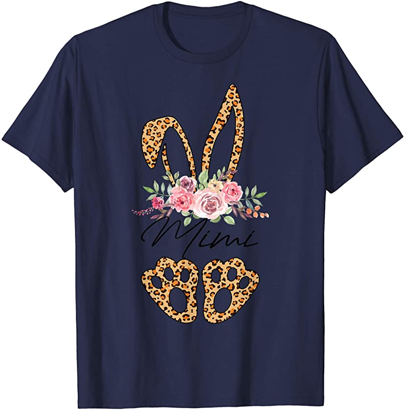 Cute Bunny Shirt MIMI Bunny Leopard Flowers Matching Family T-Shirt