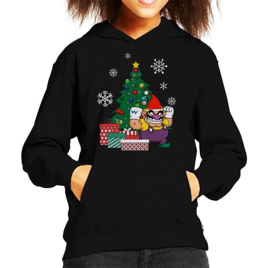 Wario Around The Christmas Tree Super Mario Bros Kid’s Hooded Sweatshirt