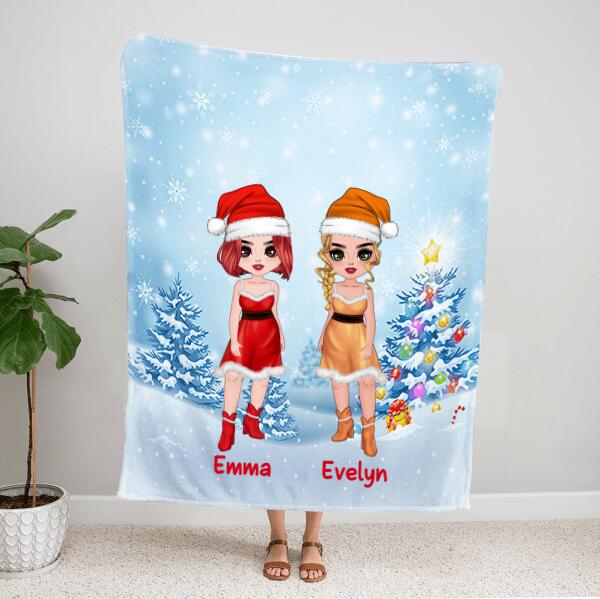 Personalized Christmas Throw Blanket – Best Friend Christmas Gifts – Up To 4 Girls