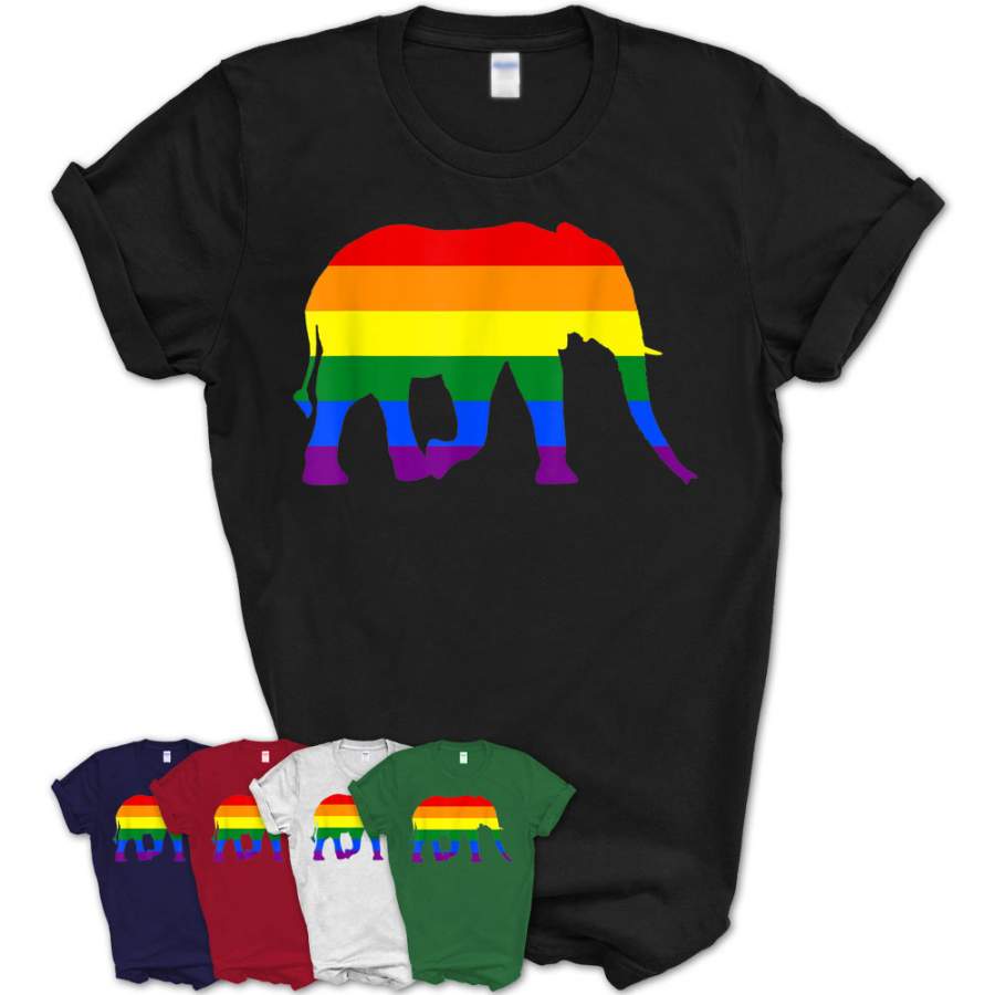 Pride Elephant Shirt Lgbt Lesbian Gay Flag Vegan Tee