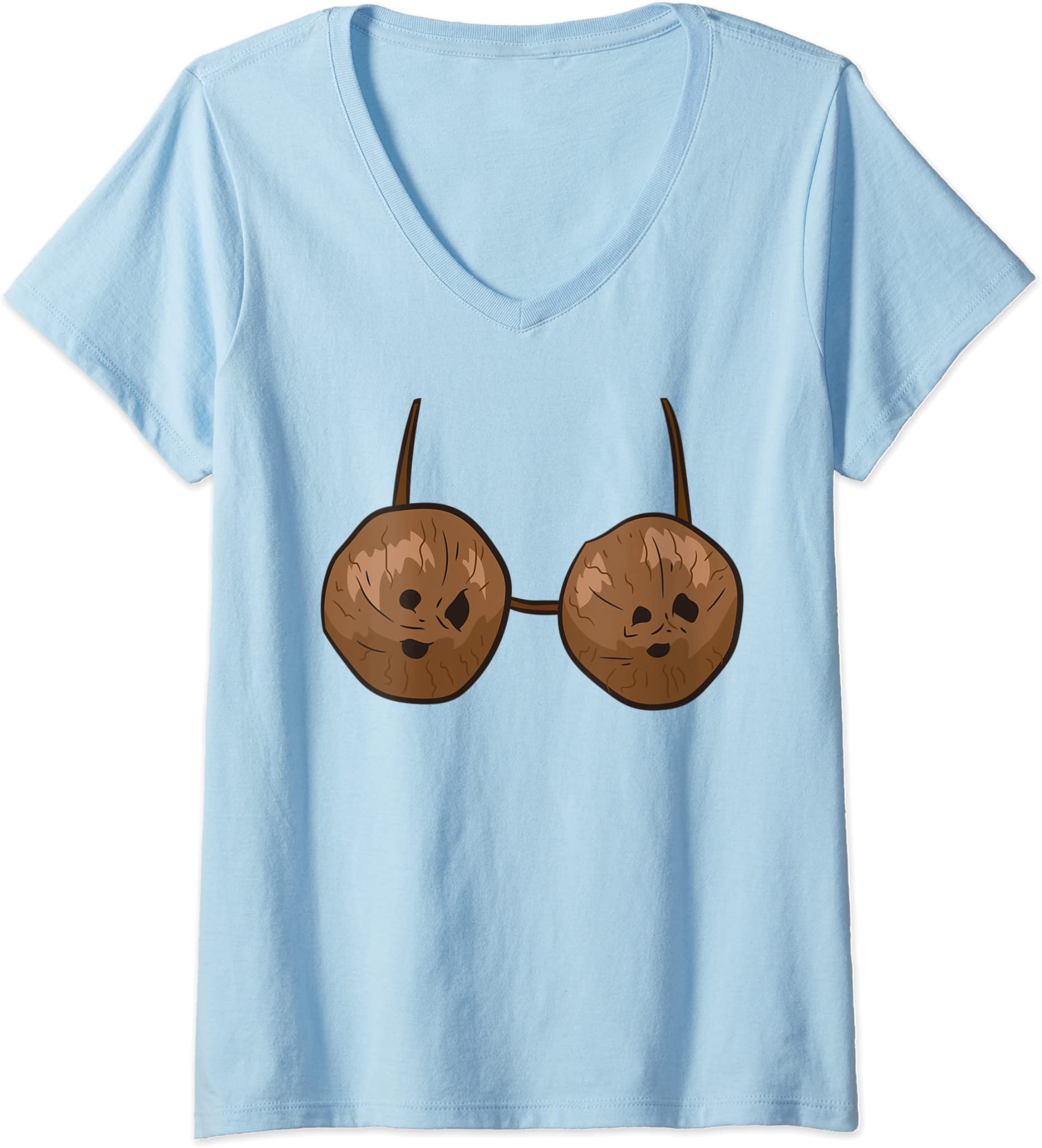 Womens Funny Coconut Summer Coconuts Bra Funny Halloween Costume V-Neck T-Shirt