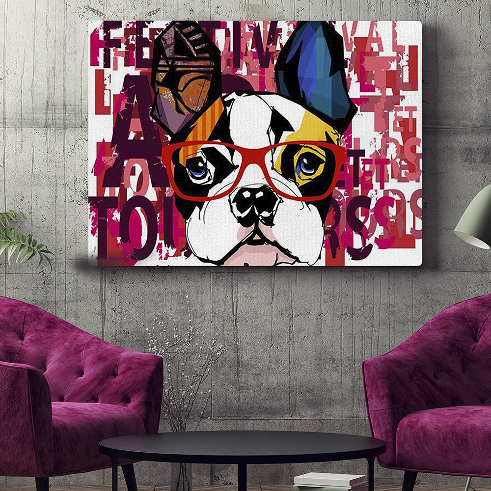 Dog Landscape Canvas – French Bulldog – Colourful Puppy Dog – Wall Art Canvas – Painting Posters – Dog Wall Art Canvas – Dog Poster Printing – Furlidays