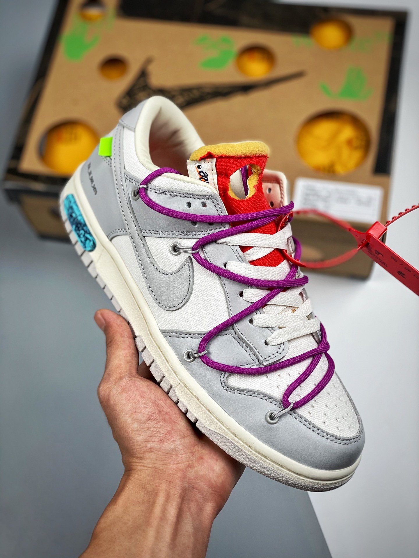 Off-White x Nike Dunk Low 45 of 50 Sail Grey Magenta 5338937