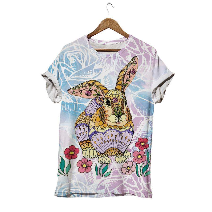 Vintage Patterned Rabbit T-shirt