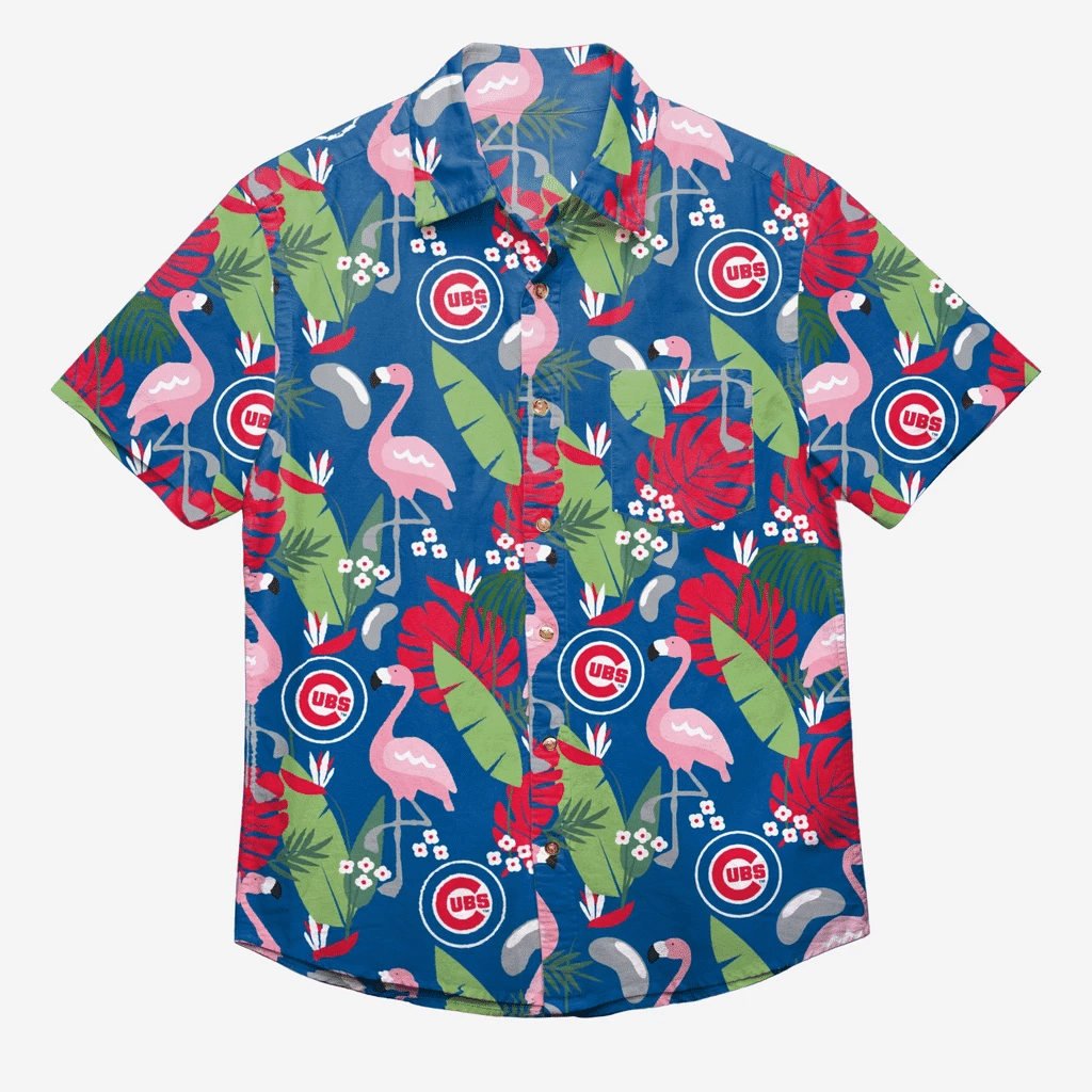 Chicago Cubs Flamingo Floral Hawaiian Shirt