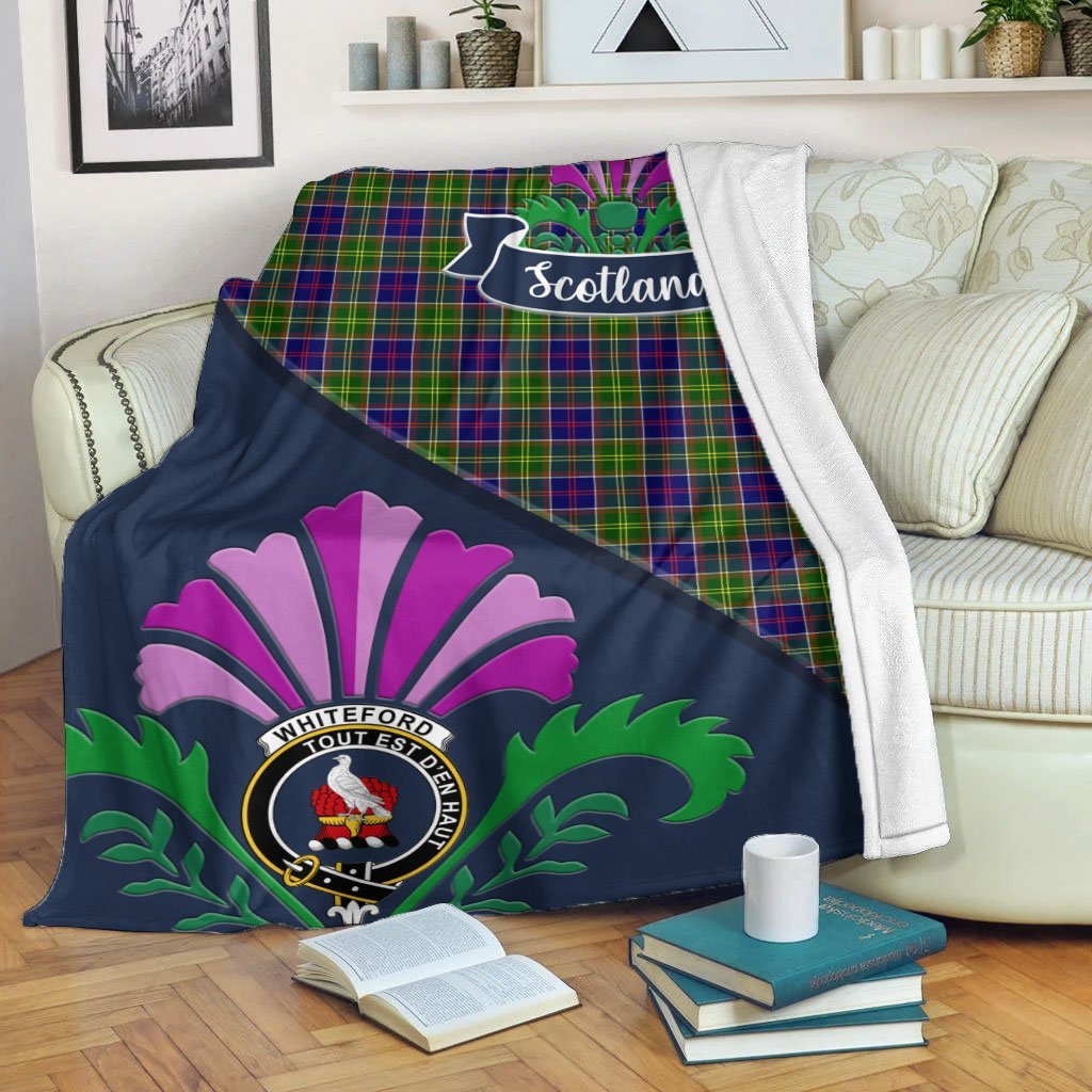 Whiteford Crest Tartan Blanket Scotland Thistle A30