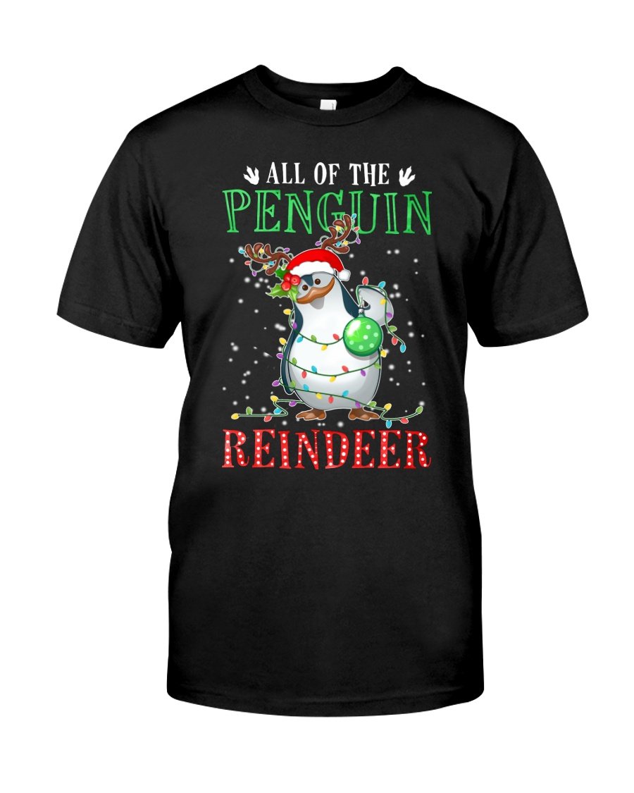 All Of The Penguin Reindeer Christmas Unisex T Shirt | Full Size | Adult | Black | H1064