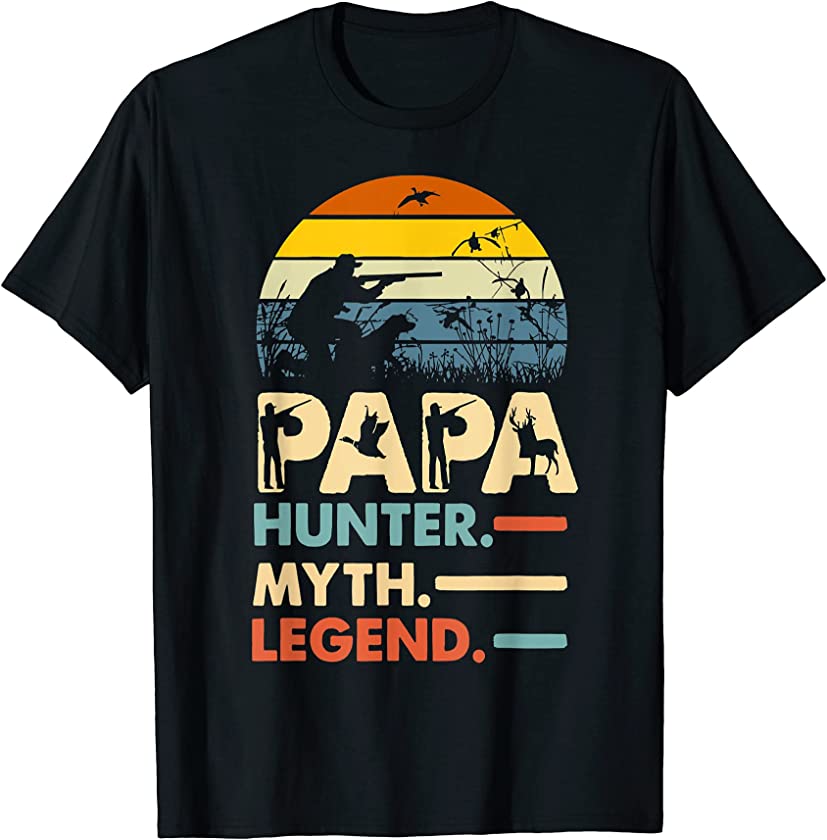 Vintage Papa Hunter Myth Legend Father’s Day Dad Hunting T-Shirt