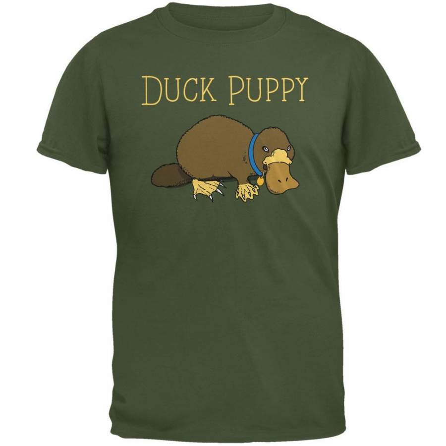 Duck Puppy Platypus Military Green Adult T-Shirt