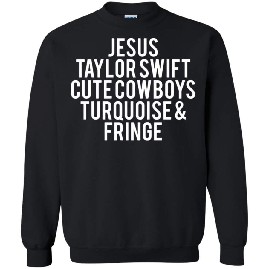 AGR Jesus Taylor Swift Cute Cowboys Turquoise And Fringe Sweatshirt