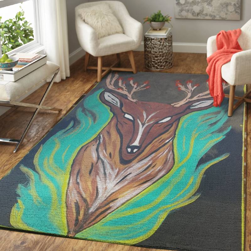 The Emerald Stag  – Animals Area Rug Carpet