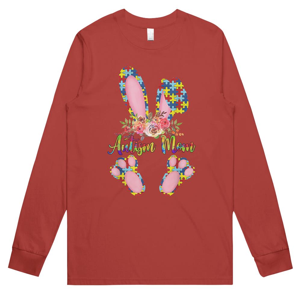 Autism Mom Cute Bunny Easter Autism Awareness Month Long Sleeve T Shirts