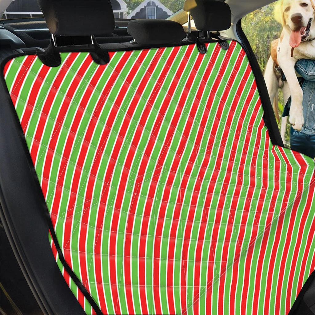 Xmas Candy Cane Stripes Print Pet Car Back Seat Cover