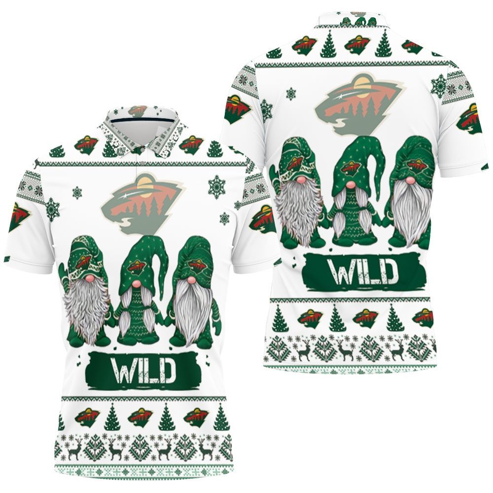 Christmas Gnomes Minnesota Wild Ugly Sweatshirt Christmas 3D Polo Shirt