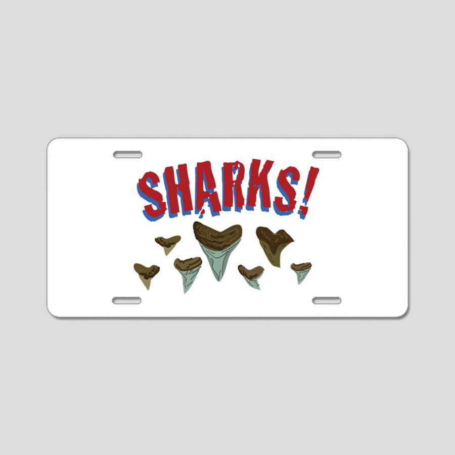 Sharks Teeth Aluminum License Plate Car Tag Novelty Vanity Metal License Plate 6X12 Inch Car Accessories