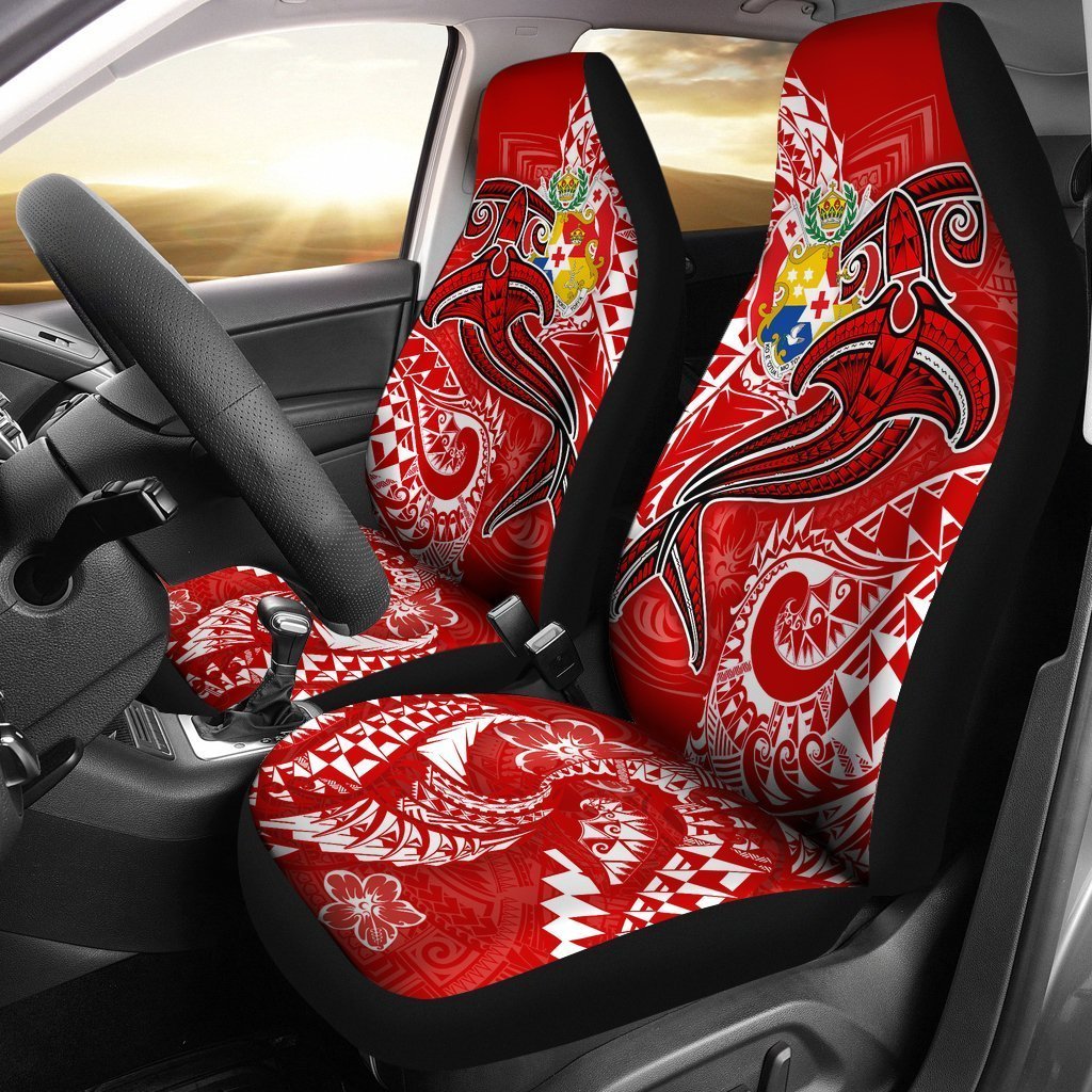 Tonga Car Seat Covers Polynesian Red Shark