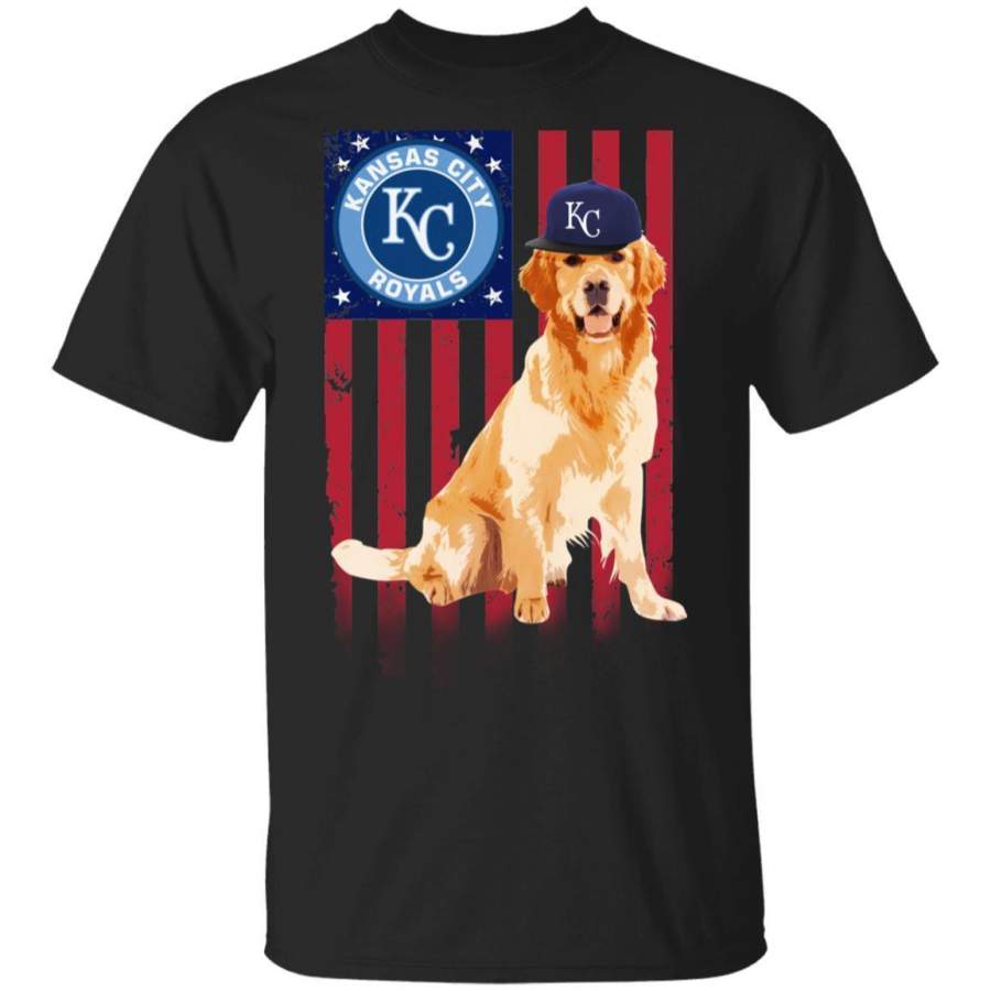 Kansas City Royals Golden Retriever USA Flag T-Shirt Fan Gift Idea HT209