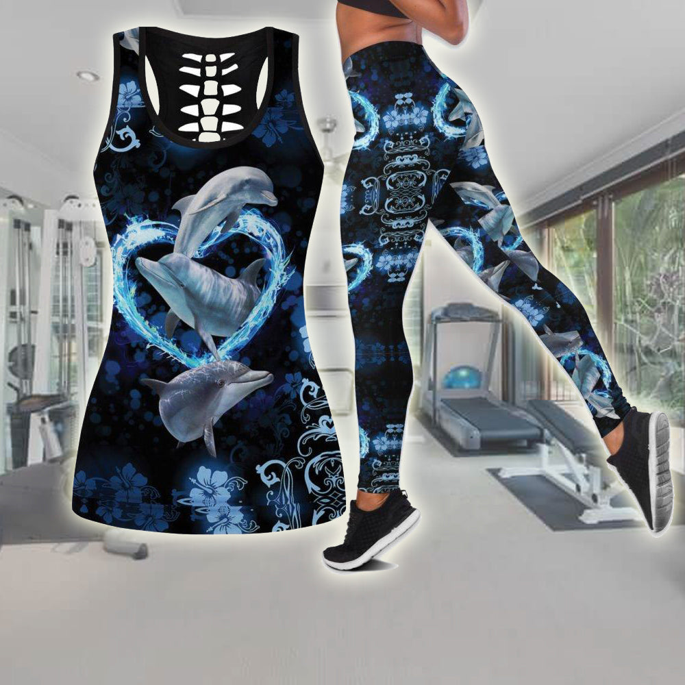 Love Dolphin Tank Top Legging Set Outfit | Colorful | 3D All Over Print | S – 5Xl Full Size