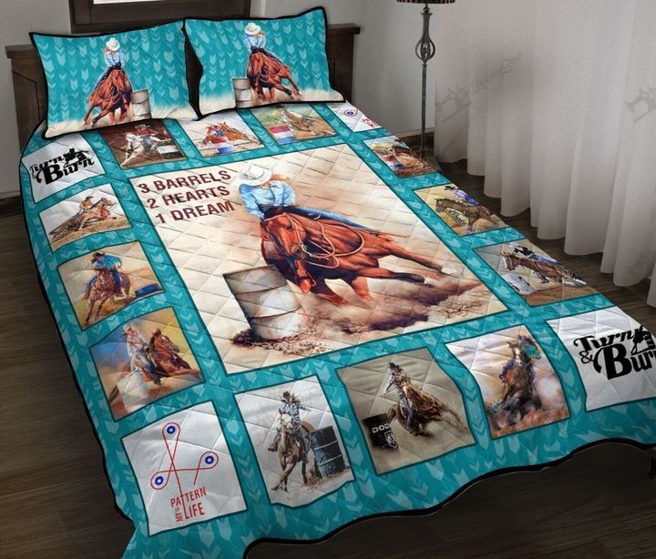 729DDTANM-HORSE – Barrel racing Quilt Bed Set – Quilt – Sherpa BLANKET