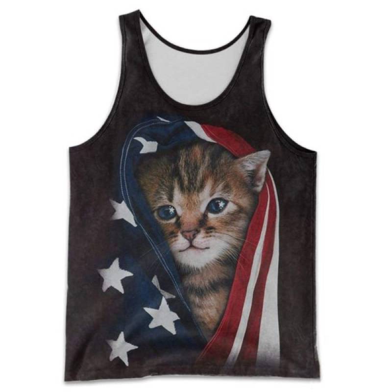 Patriotic kitten american flag all over print shirt – maria