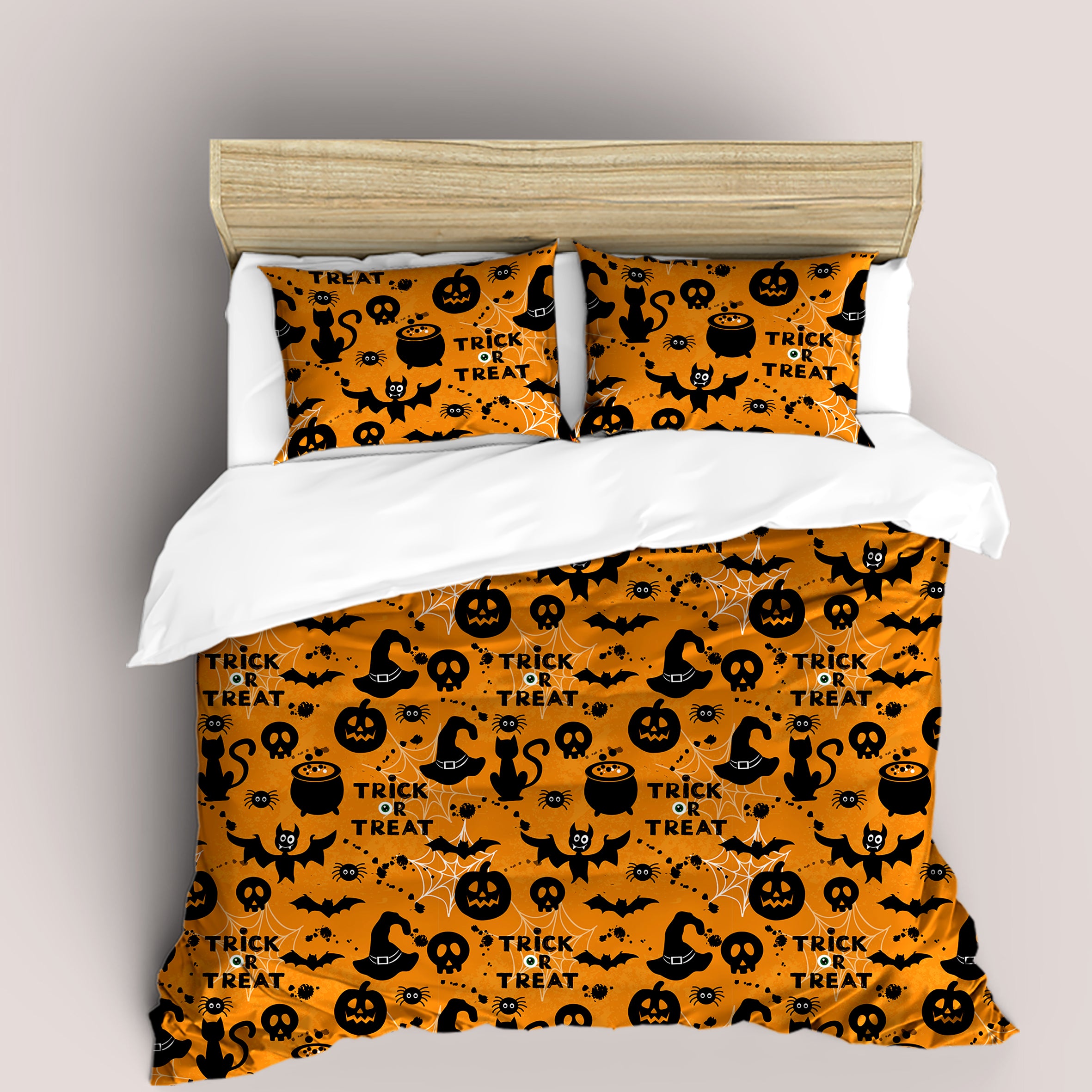 3D Halloween Cat Pumpkin Ghost Quilt Cover Set Bedding Set Duvet Cover Pillowcases 98