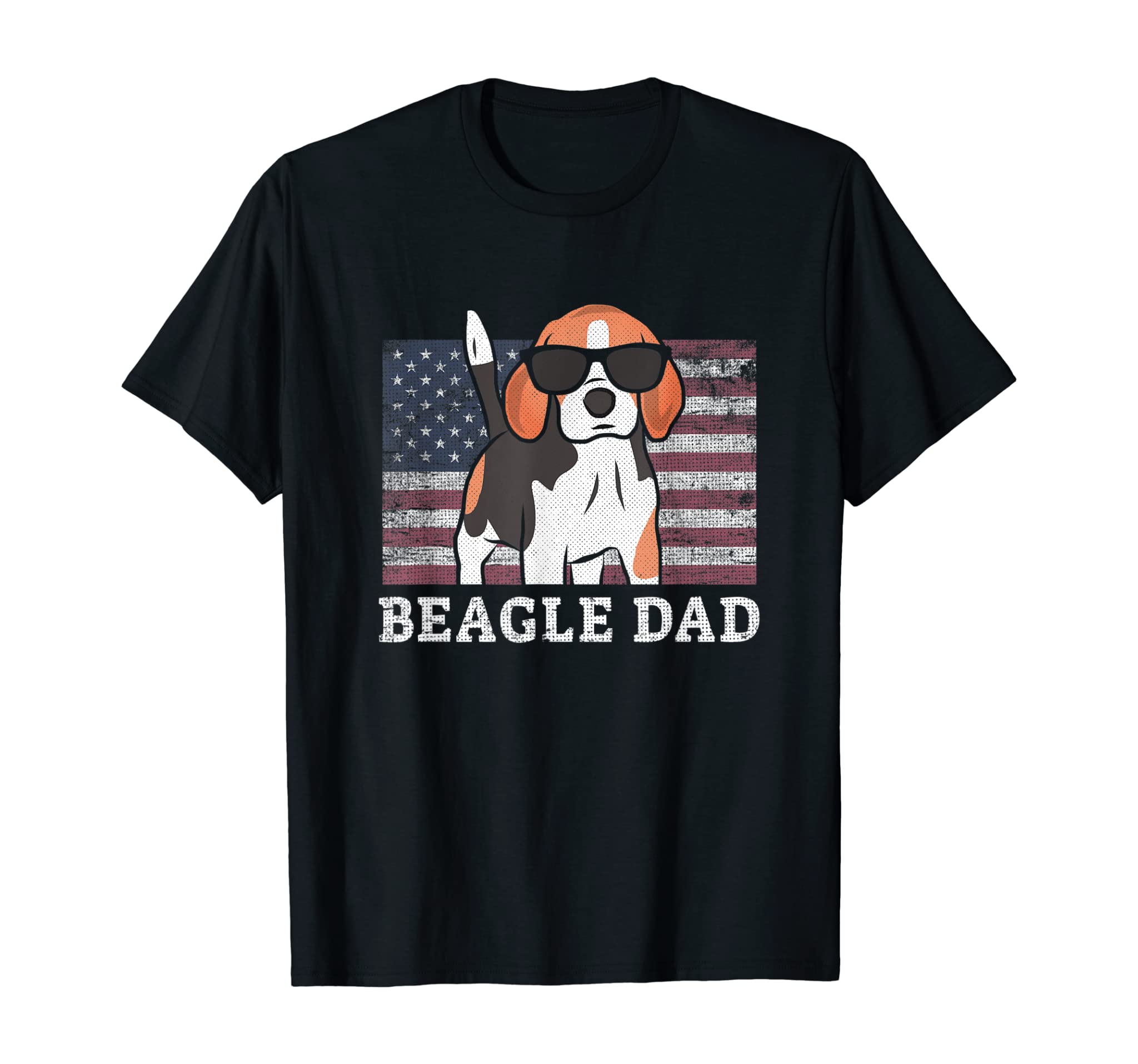 Mens Beagle Dad American Flag 4th of July Patriotic Gift Idea T-Shirt