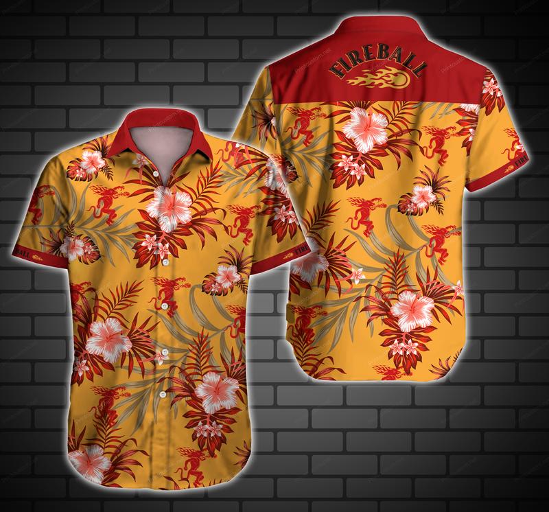Fireball Cinnamon Whisky Tropical Pattern- Hawaii Shirt-Hao