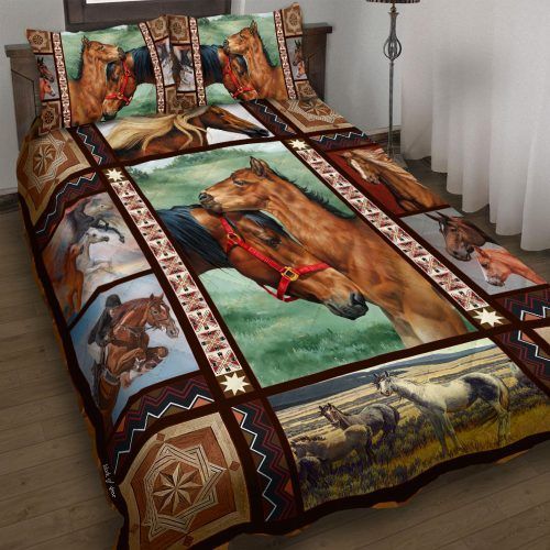 588DDTANM-Horses Quilt Bed Set – Quilt – Sherpa BLANKET