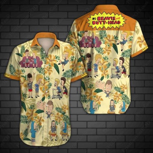 Beavis And Butt Head Hawaii Graphic Print Short Sleeve Hawaii Casual Shirt Ha29947