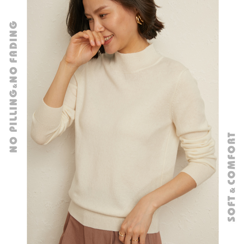 Women Cashmere 2020 Autumn Winter Half Turtleneck Sweaters Loose Wool Knitted Pullovers Female Knitwear alx